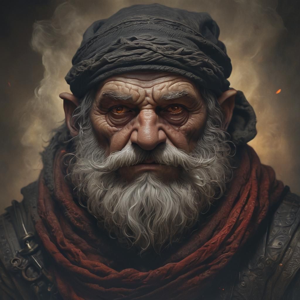 Dwarf Evoker Portrait in Dark Fantasy Style