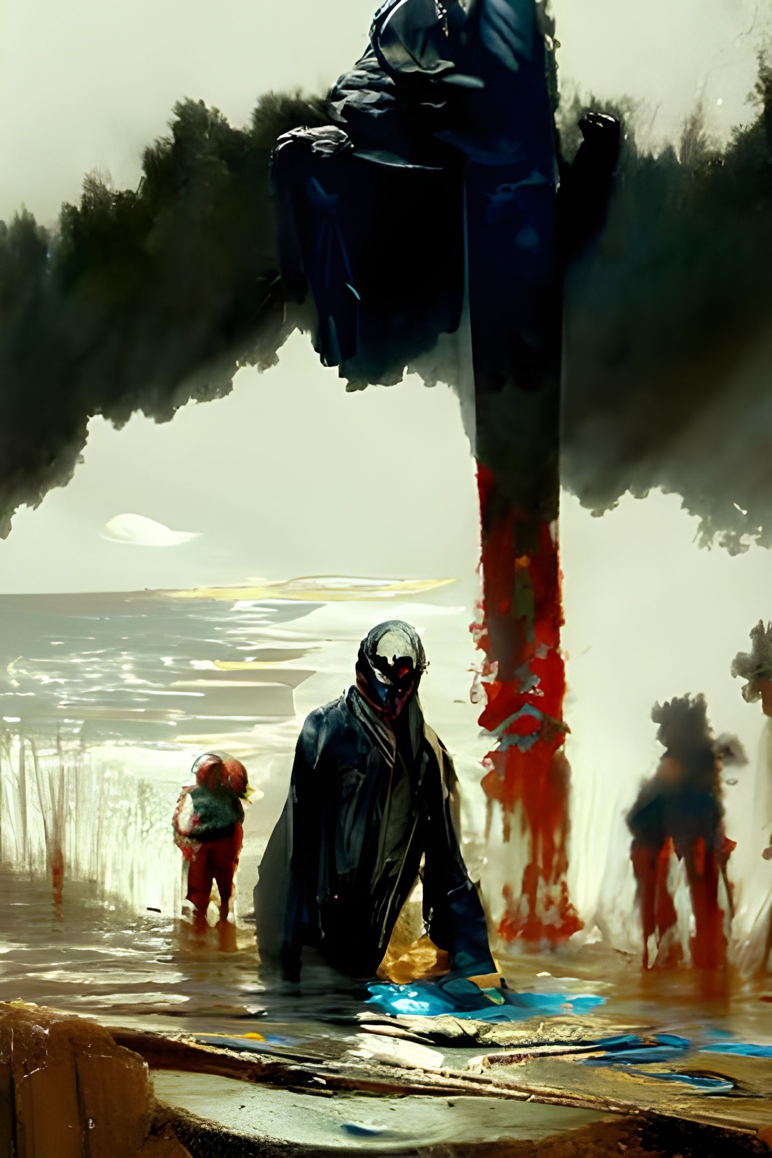 Greg Rutkowski Style Oil Spill and Climate Disaster