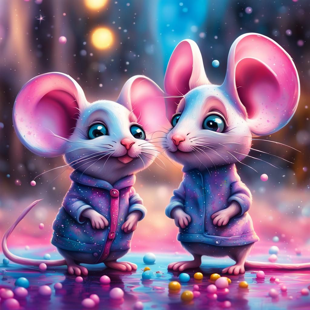 Whimsical Mice in Colorful Graffiti Street Art