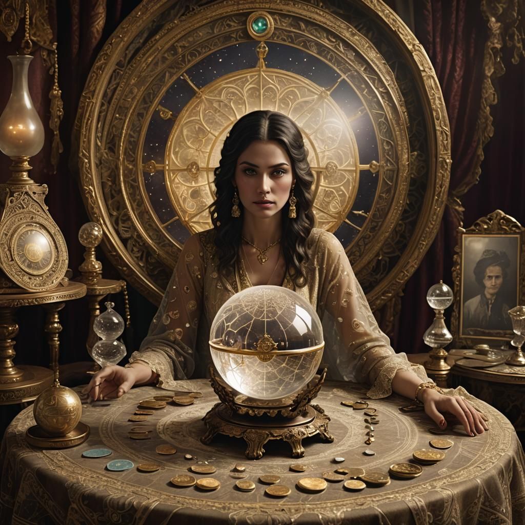 Fortune Teller with Crystal Ball in Digital Painting