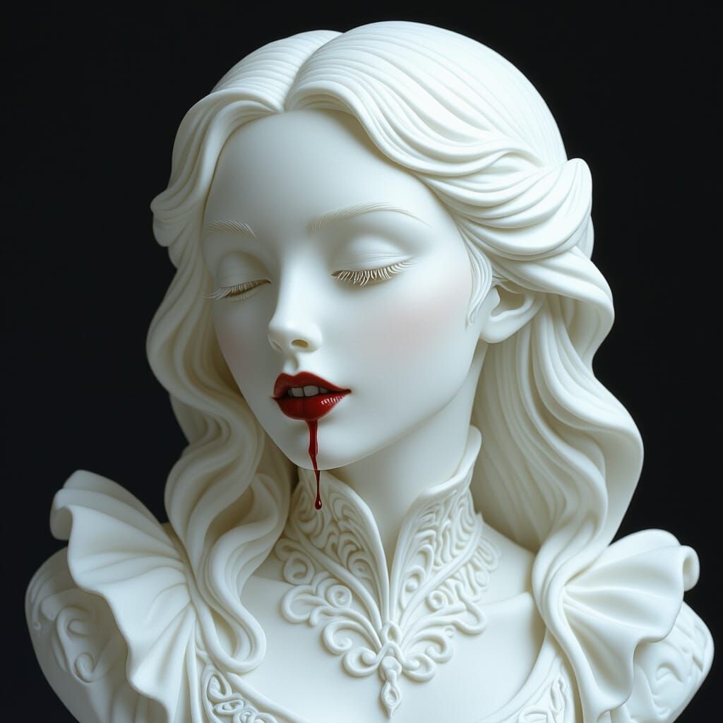 Elegant Alabaster Sculpture of a Young Vampire