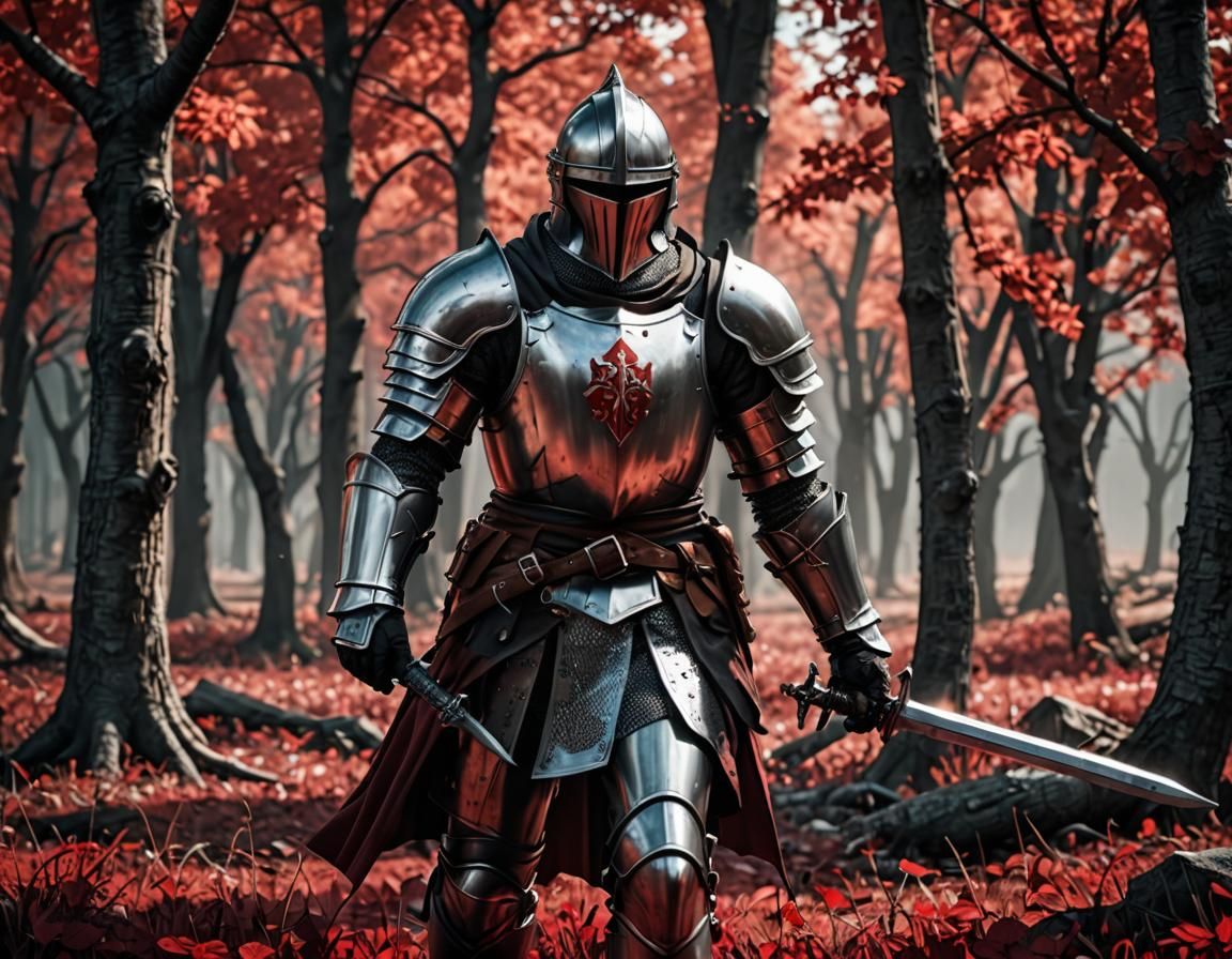 Knight on Blood Battlefield with HDR Effects