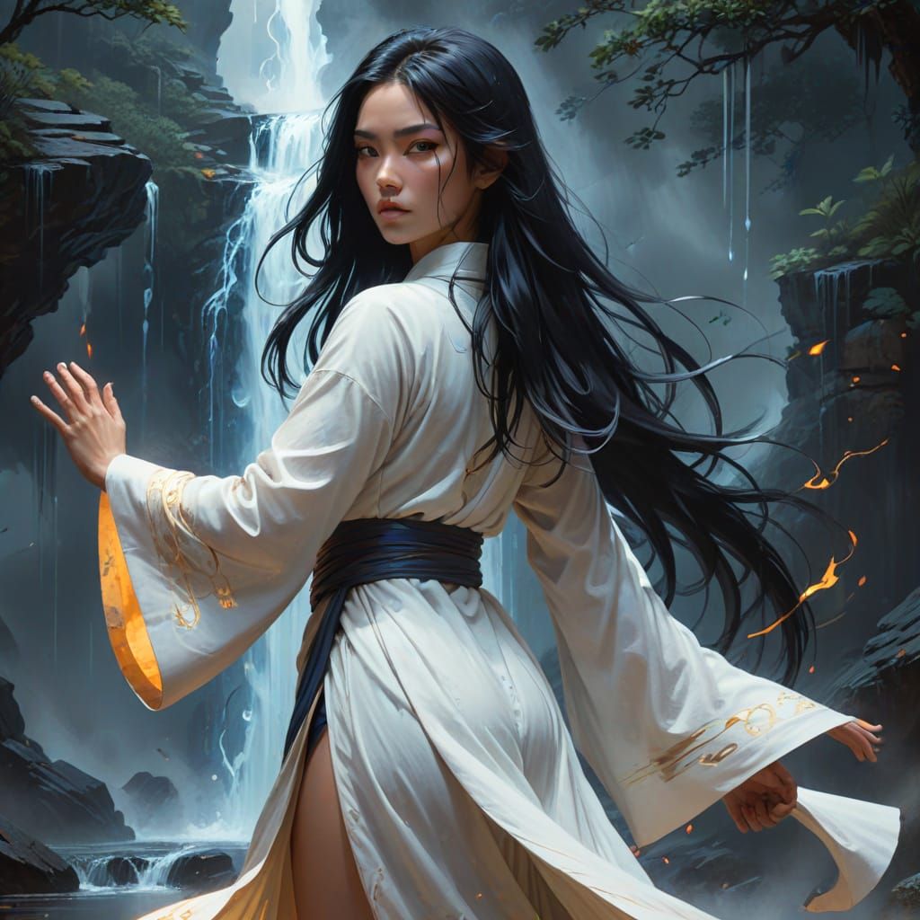 Surreal Anime Goddess Embodies Wisdom and Power