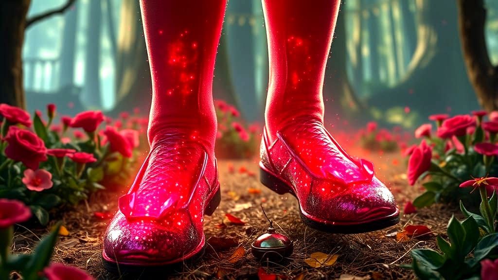Stunning Ruby Red Slippers Shine in Epic Oz Landscape