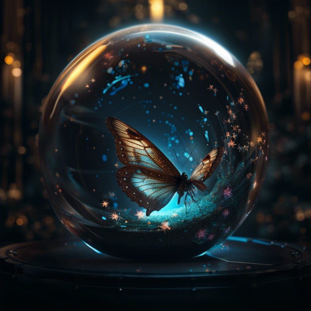 Butterfly in Sparkling Sphere Portrait