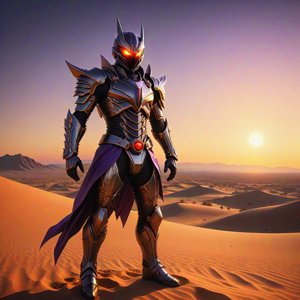 Cyberpunk Kamen Rider Assassin in Dune Landscapes