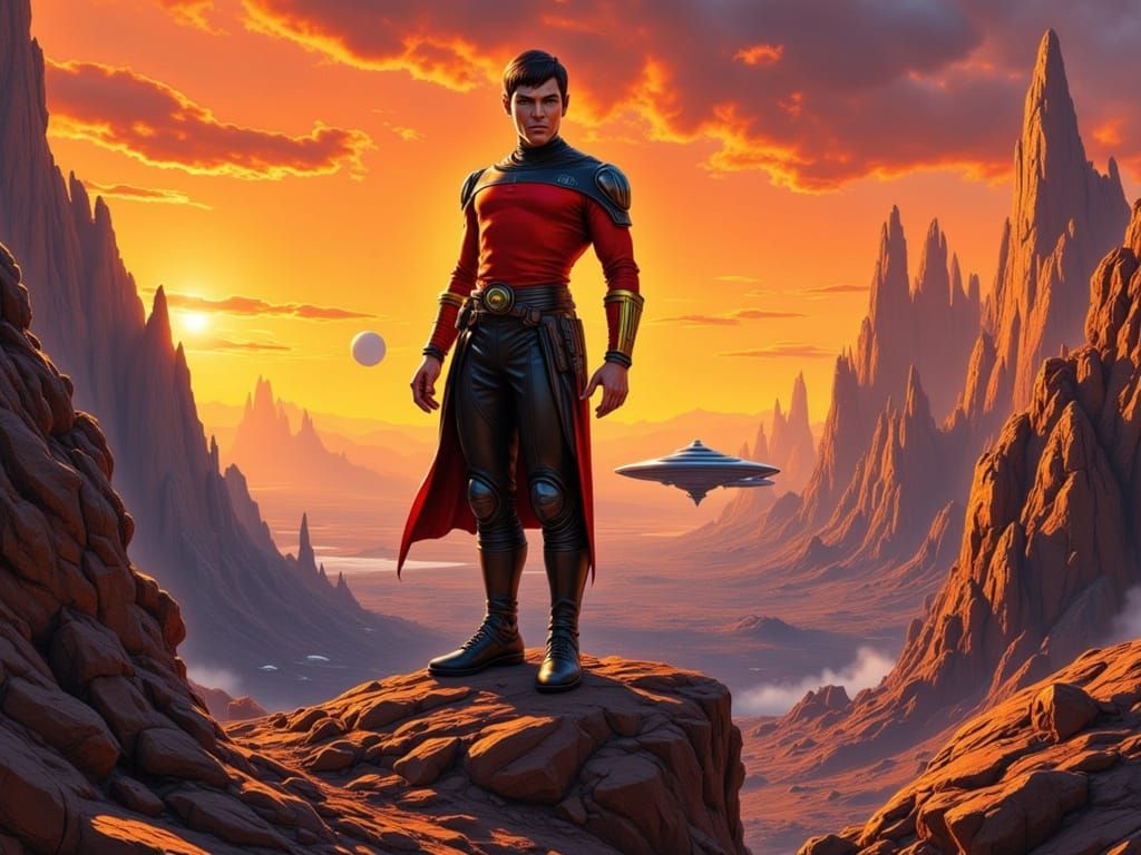 Spock on Vulcan in Graphic Novel Style