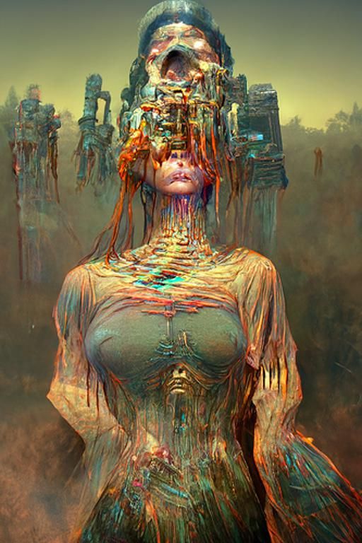 Glitch Art Woman in Simulated Agony