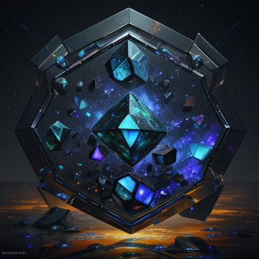 Micmac Abstract Painting with Glitter and Gem Accents