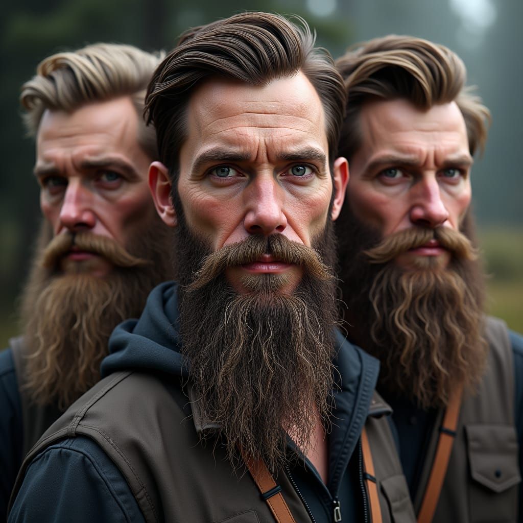 Bearded Men: Detailed Matte Painting in Fantasy Style