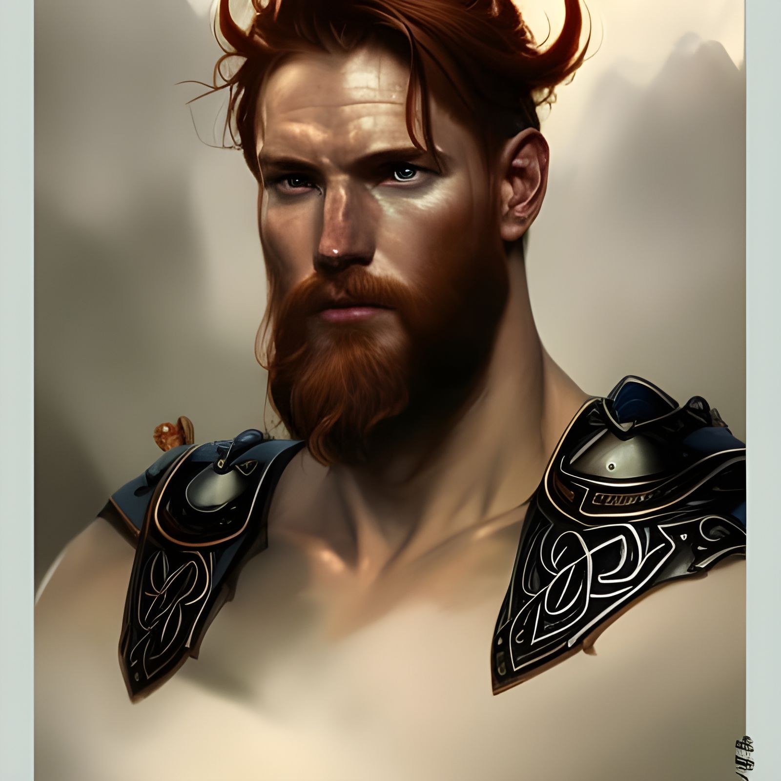 Viking Warrior Portrait by Rutkowski, Artgerm, and Mucha