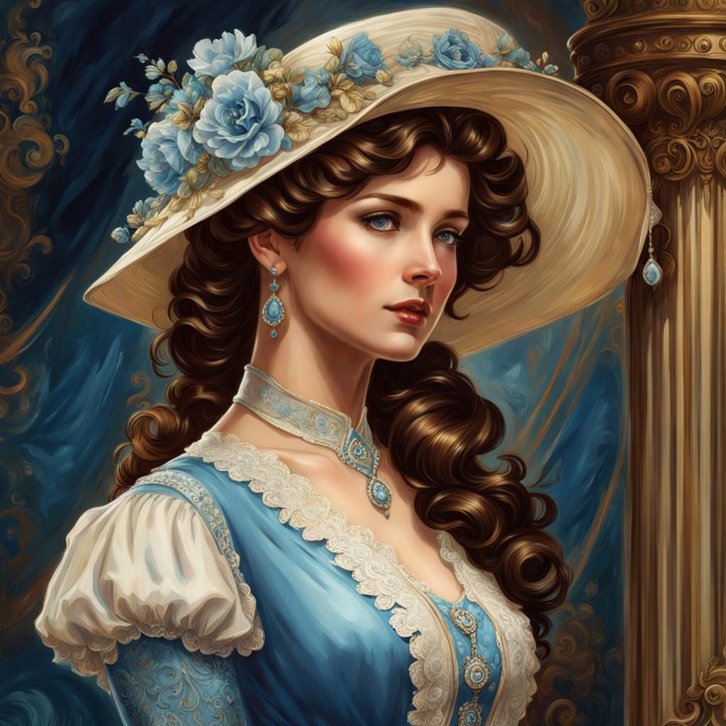 Victorian Era Beauty in Dover: Hyperdetailed Portrait