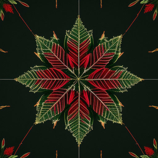 A Christmas Town Scene Overlaid with Vibrant Poinsettia Bloo...