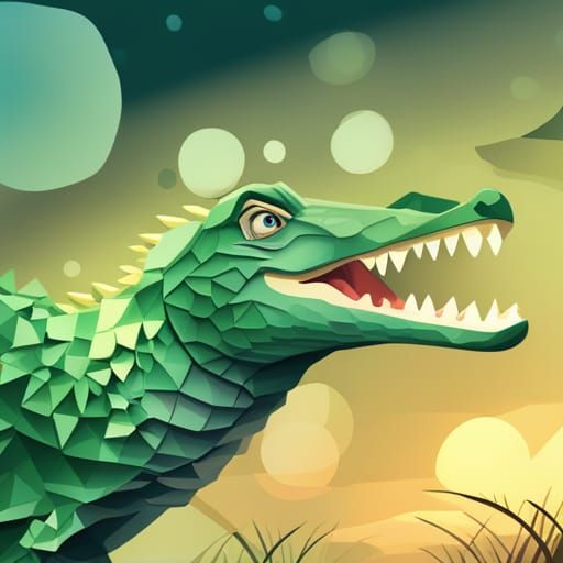 Quirky Crocodile in Isometric Retro Vector Art