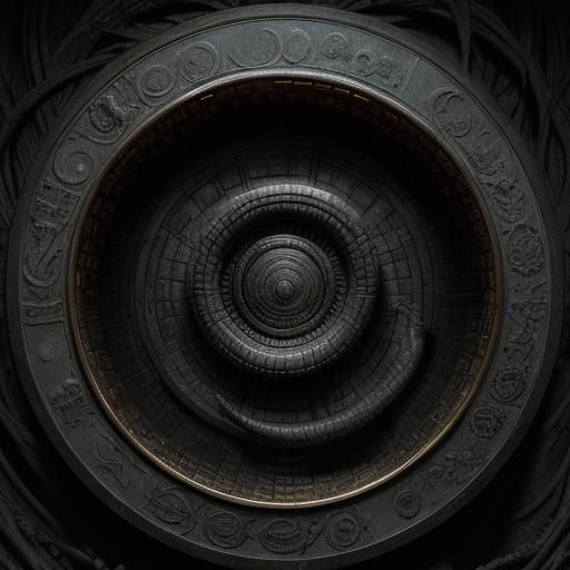 Male Weresnake in a Coil, Gothic Horror Art