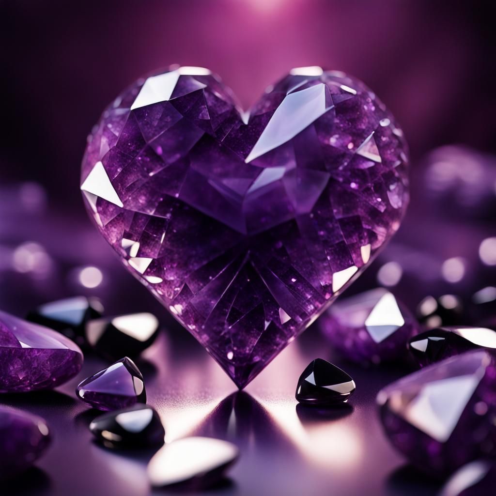 Mystical Purple Crystal Heart in Dark Fantasy Style