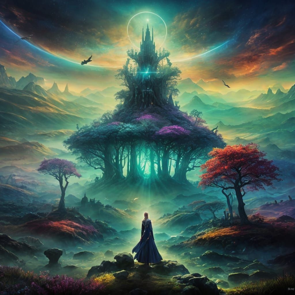 Enigmatic Female Figure in Celtic Fantasy Setting