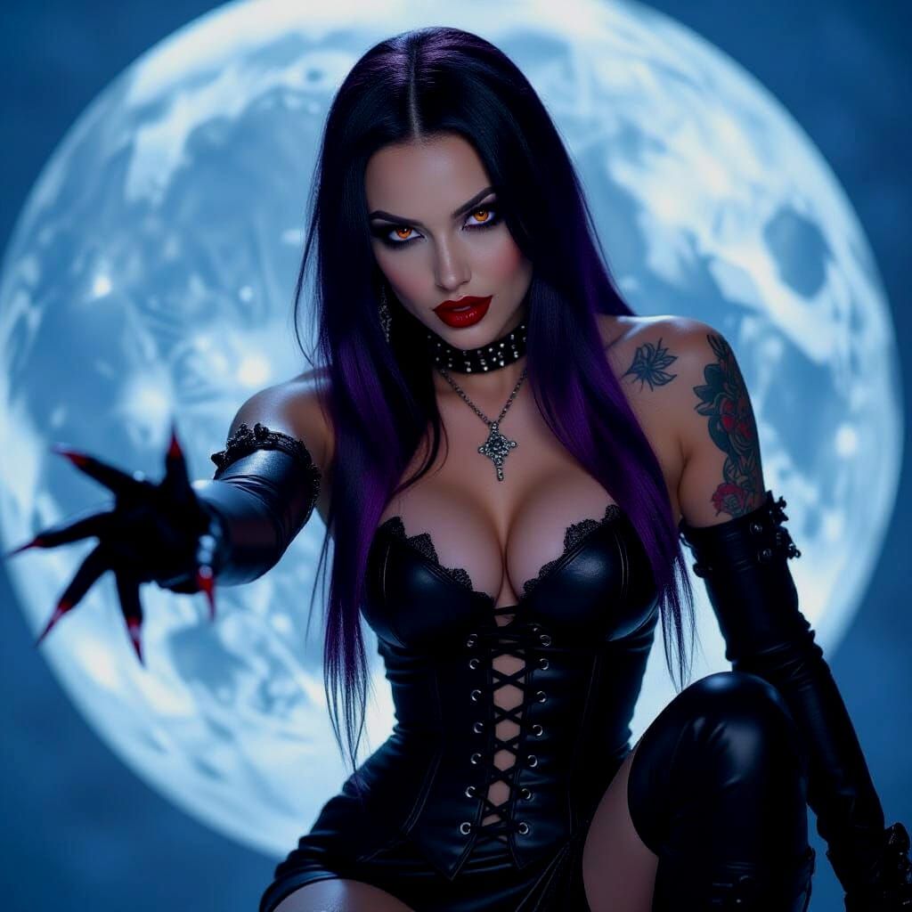 Gothic Vampire Portrait in Dramatic Lighting