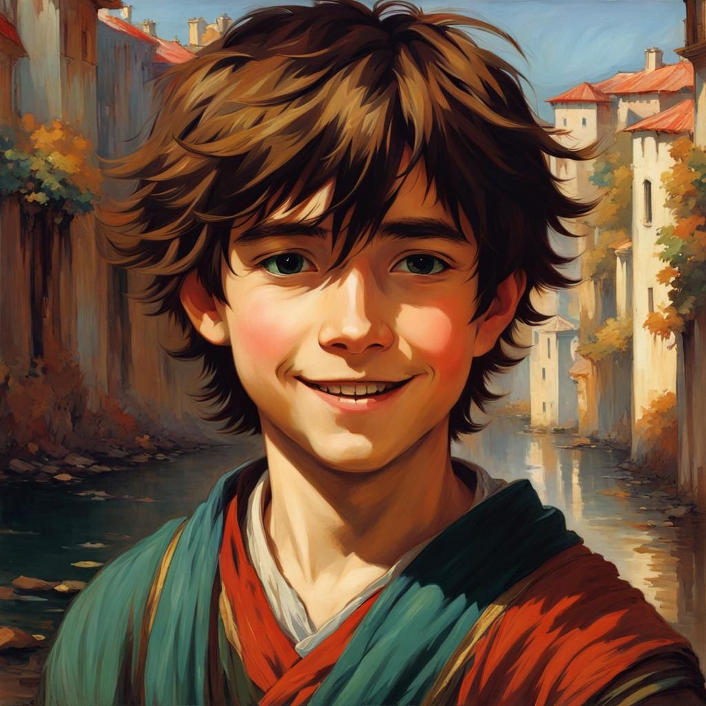 Anime Boy Portrait in Waterhouse Style