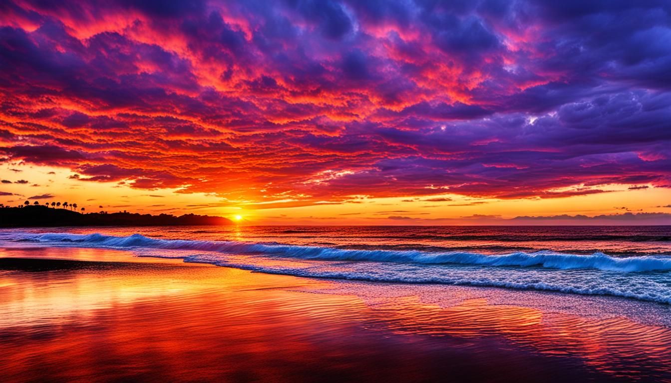 Spectacular Sunset Over a Tranquil Beach