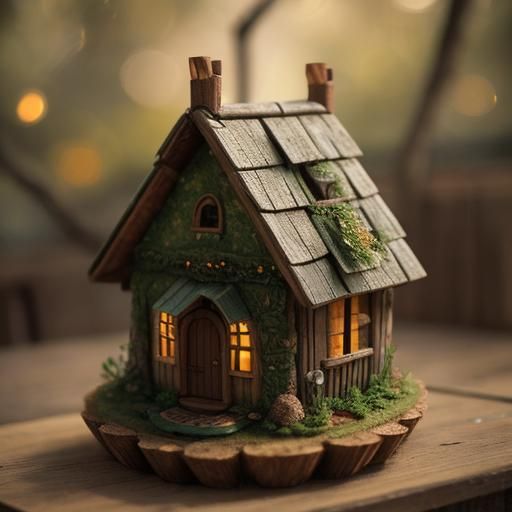 Whimsical Hedgehog Home in Miniature Photography Style