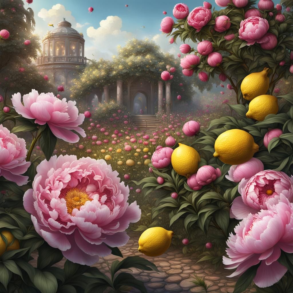 Peonies, Dandelions, and Lemons: Fantasy Matte Painting