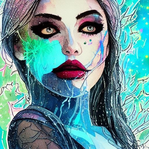 Post-Apocalyptic Woman in Digital Watercolor Summerscape