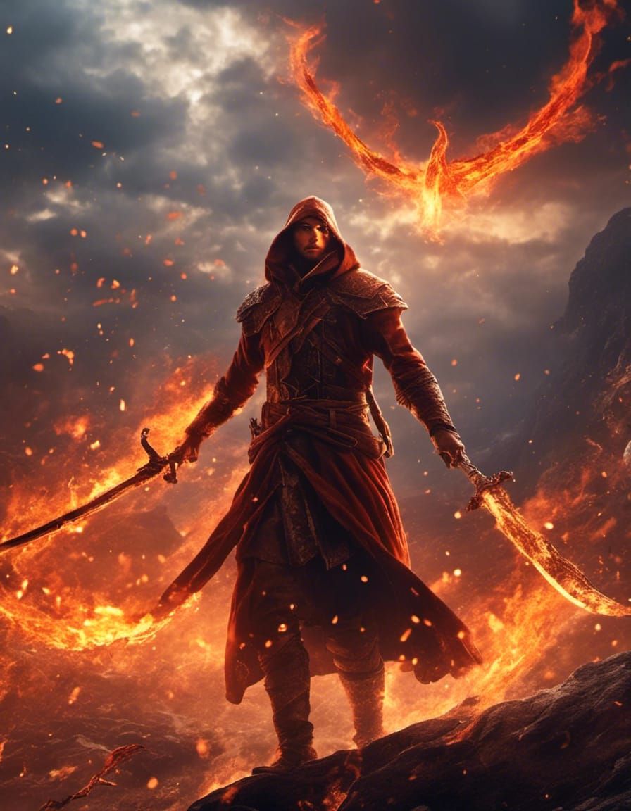 God of Fire and Flame with Magical Sword