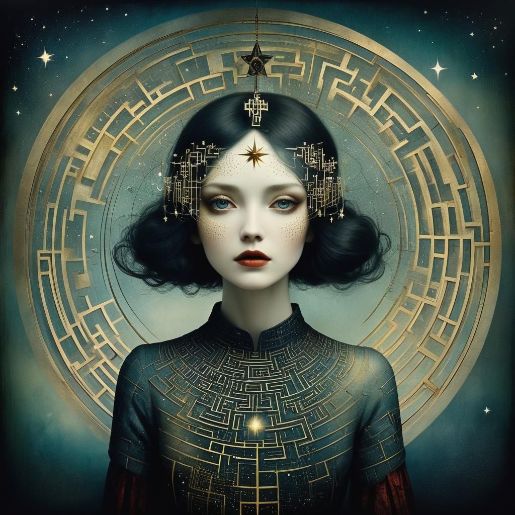 Surreal Star Map House in Dreamy Landscape