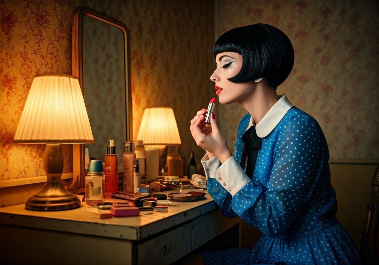 Mod Girl's Quiet Reflection in a 1960s Motel Room - 16mm Fil...