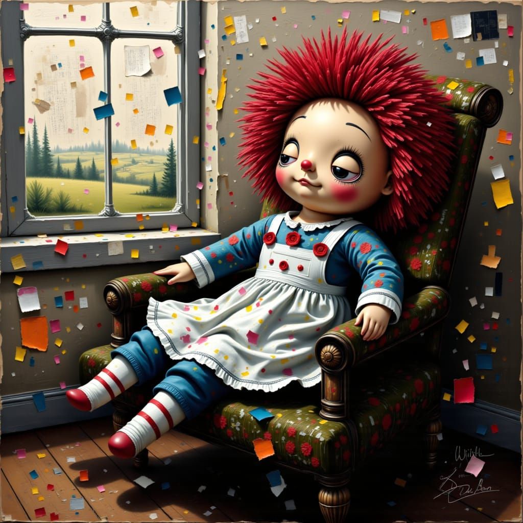 Raggedy Ann Doll Resting by a Sunlit Window