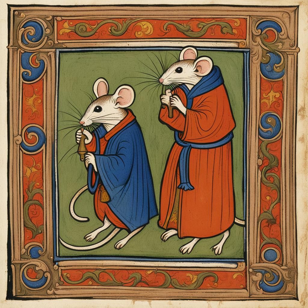 Mouse Monk in Medieval Manuscript Style