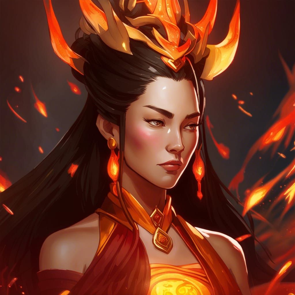 Fire Goddess Portrait in Hyperdetailed Digital Art Style