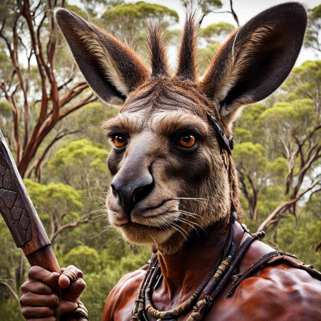 Aboriginal Warrior in Ancient Australian Landscape