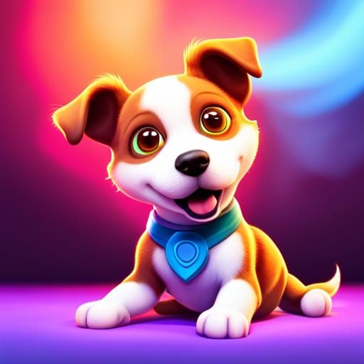 Dog with Heart Markings: Pixar-Style 3D Render