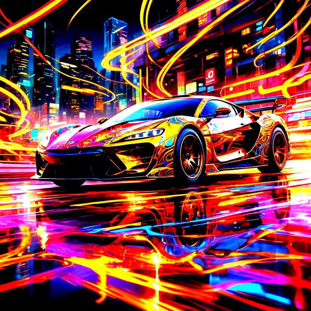 Hypercar on Racetrack: Detailed Matte Painting