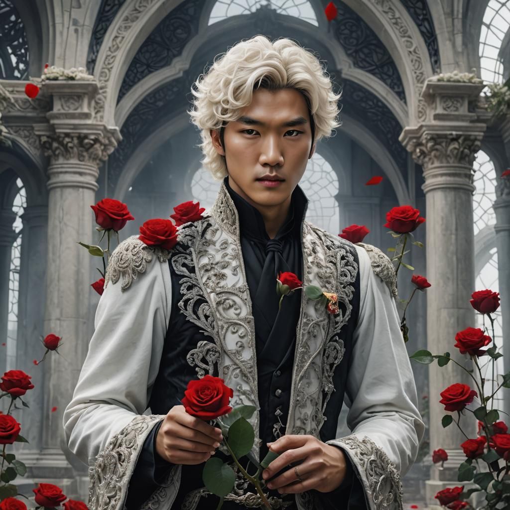 Prince with Rose in Marble Glasshouse: Digital Painting