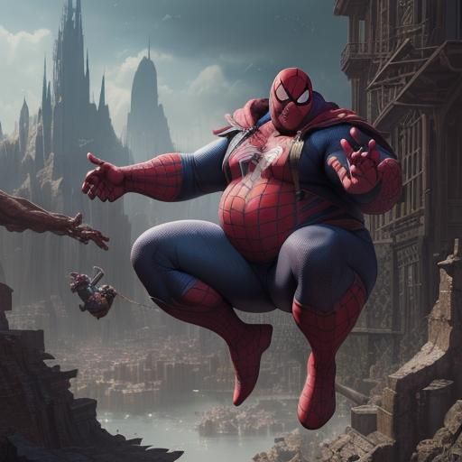 Chubby Spiderman: Detailed Matte Painting in 8K