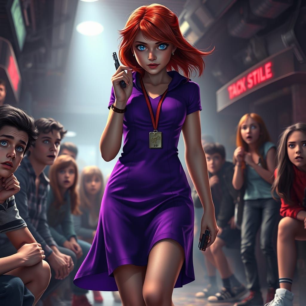 Redhead Spy Disguised as Teen Actress in Movie Studio