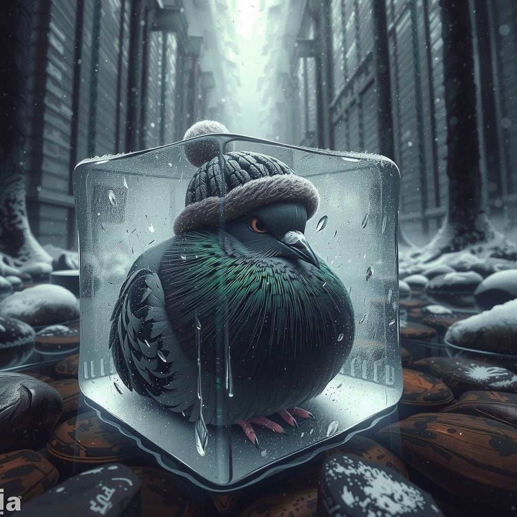 Surreal Grey-Brown Pigeon Perched on Weathered City Ledge