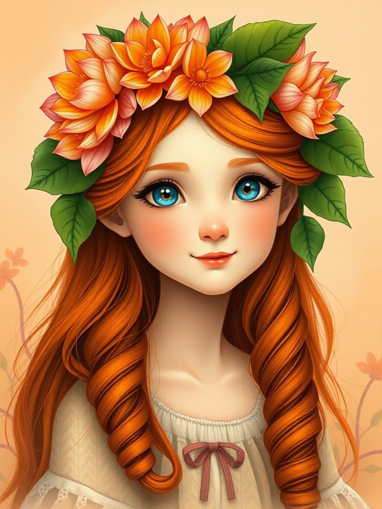 Enchanting Lotus Floral Crown Girl in Ethereal Hues