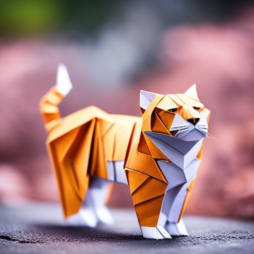 Origami Tigers Papercraft in 8K Resolution