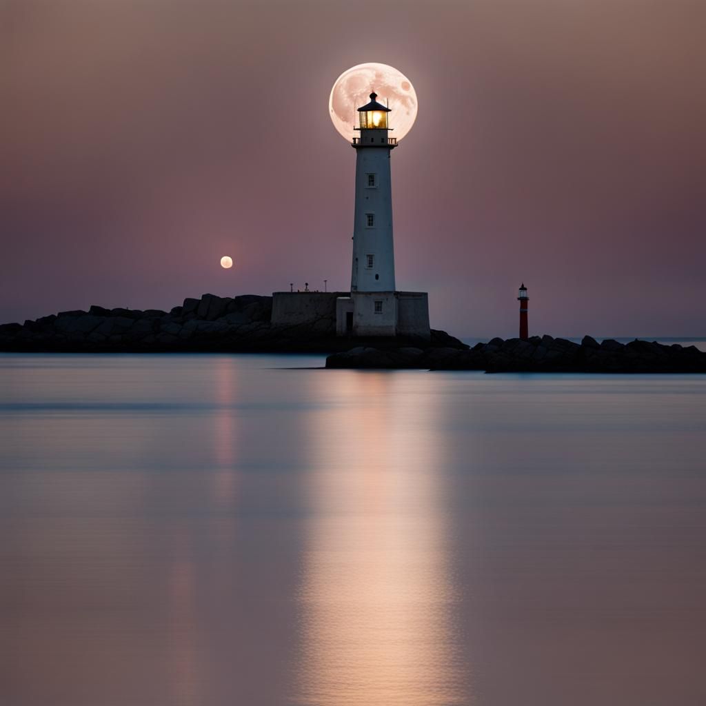 Lighthouse Under Moonlight