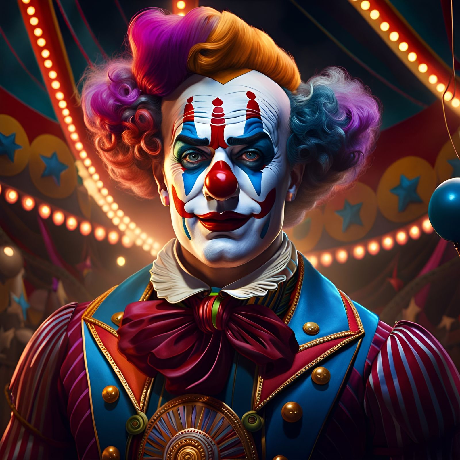 Vintage Circus Clown Portrait in Detailed Matte Painting