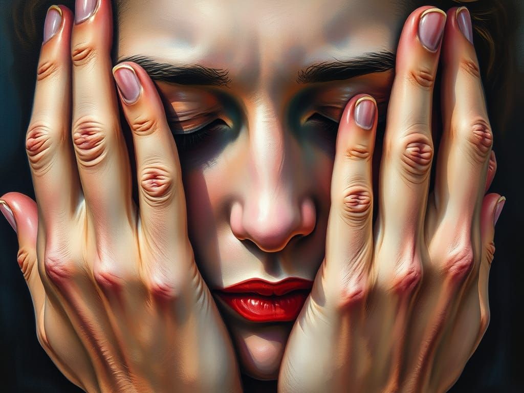 Melancholy Portrait in Gouache Style