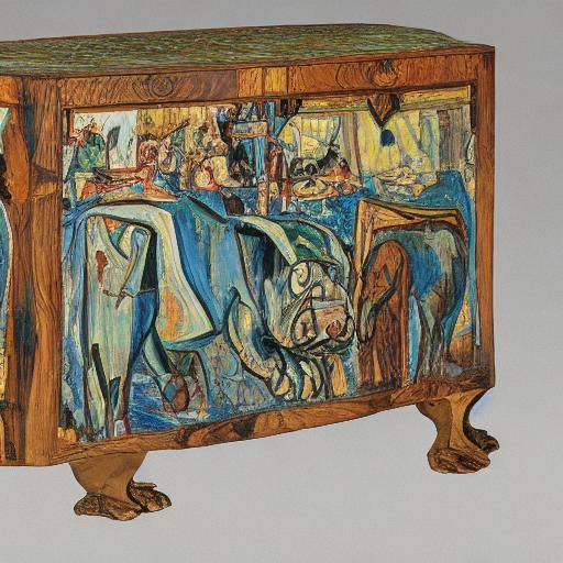 Hippopotamus Gnawing Furniture: Cubist Wood Carving