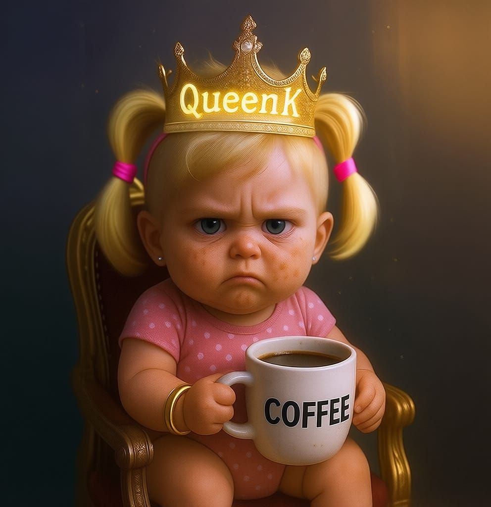 Girl with Ponytails and Pink Elastic Bands