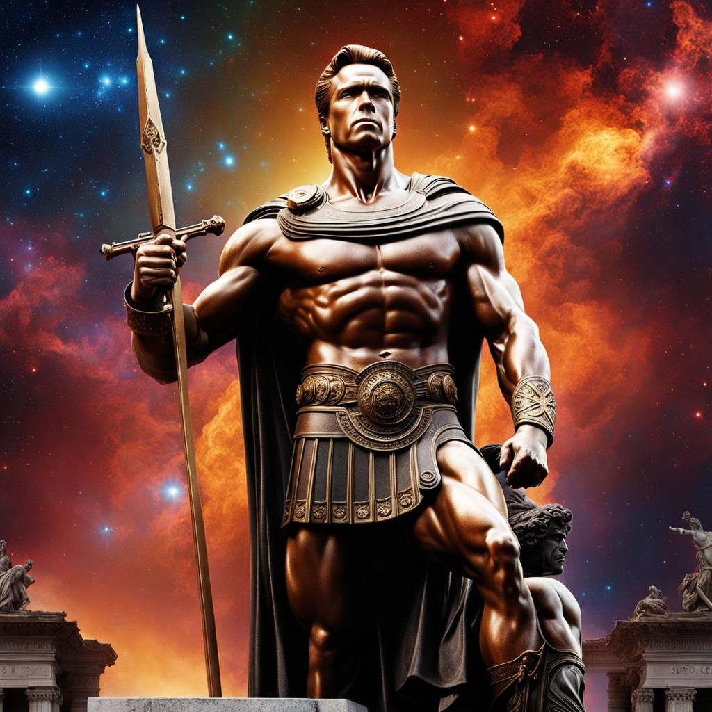 Arnold Schwarzenegger as Roman Statue in Galaxy