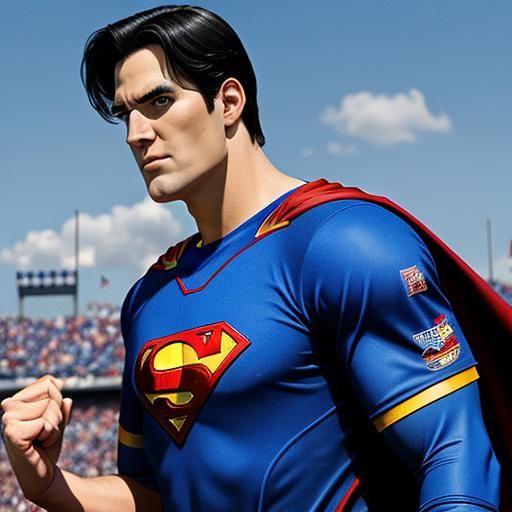 Superman in Royals Jersey Playing Baseball