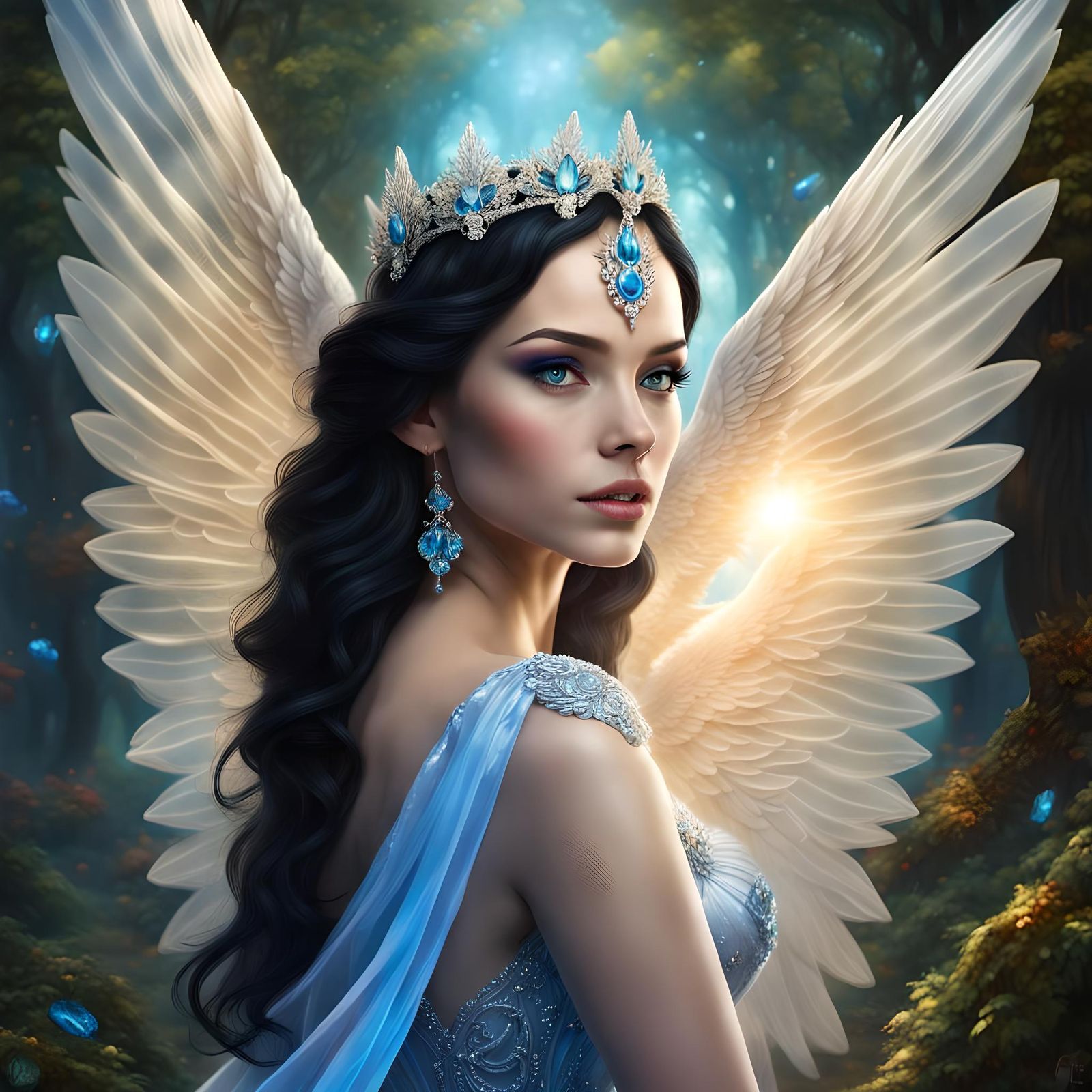 Princess Angel in Enchanted Forest, Digital Art